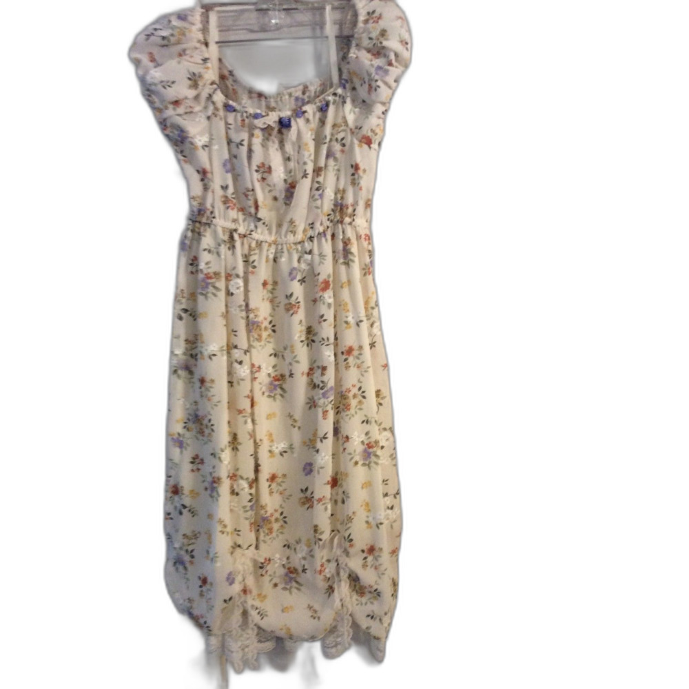 Vintage Jenny Annie Dots Cottagecore floral Girls gown dress Size 10
